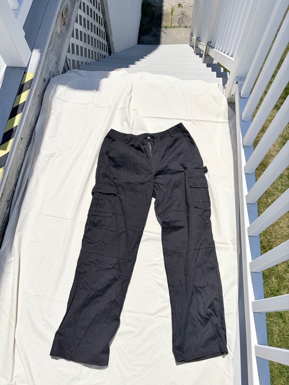 Wide-Leg Black Cargo Jumpsuit Pants